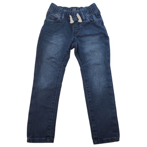 Gap Jeans Kids XS Stretch Slim Denim Elastic Waist Dark Wash Faded Drawstring - Picture 1 of 11
